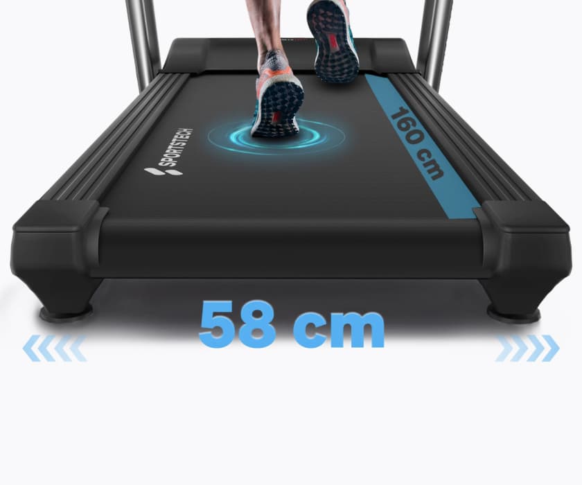 58 cm breite Lauffläche des F75 Laufbands