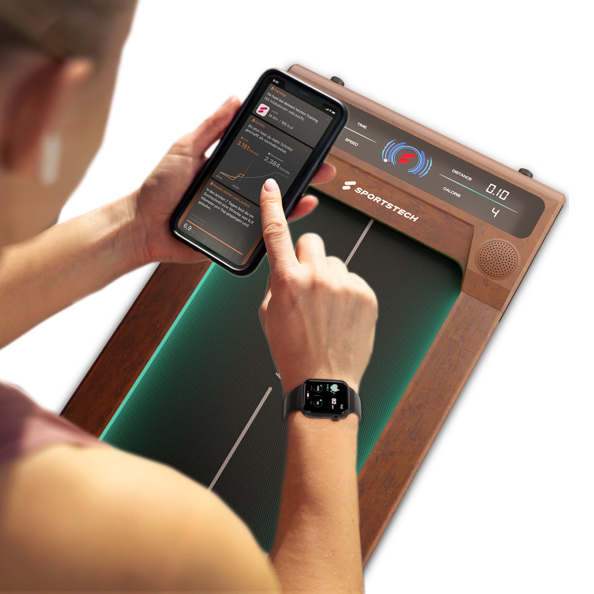 sWalk Laufband dunkle Holzoptik
