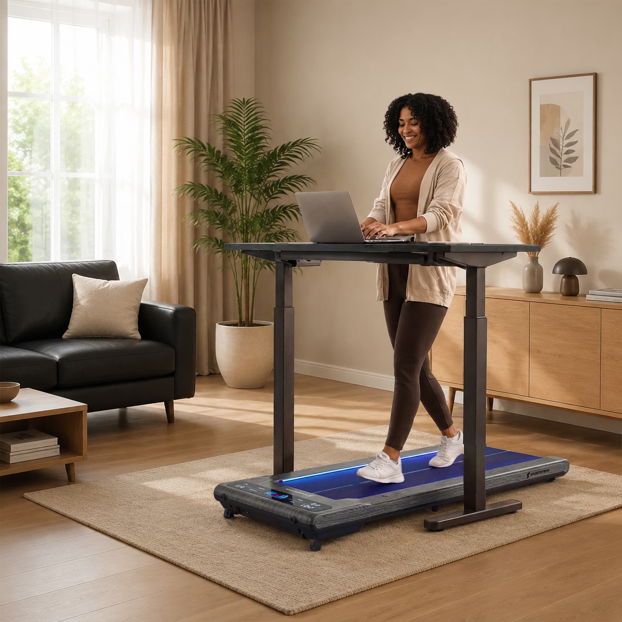 sWalk Laufband graue Holzoptik