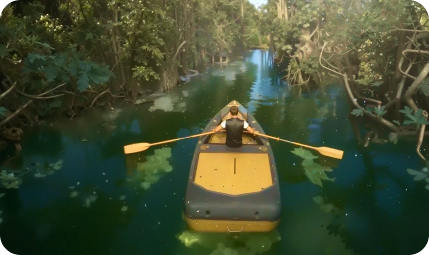 Kinomap Outdoor-Strecke auf einem Fluss