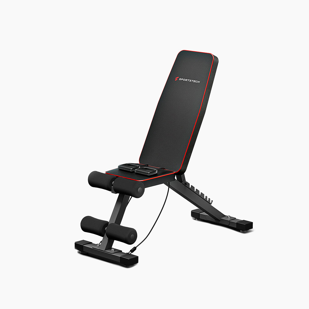 BRT250 Hantelbank verstellbar mit rotem Sportstech-Design