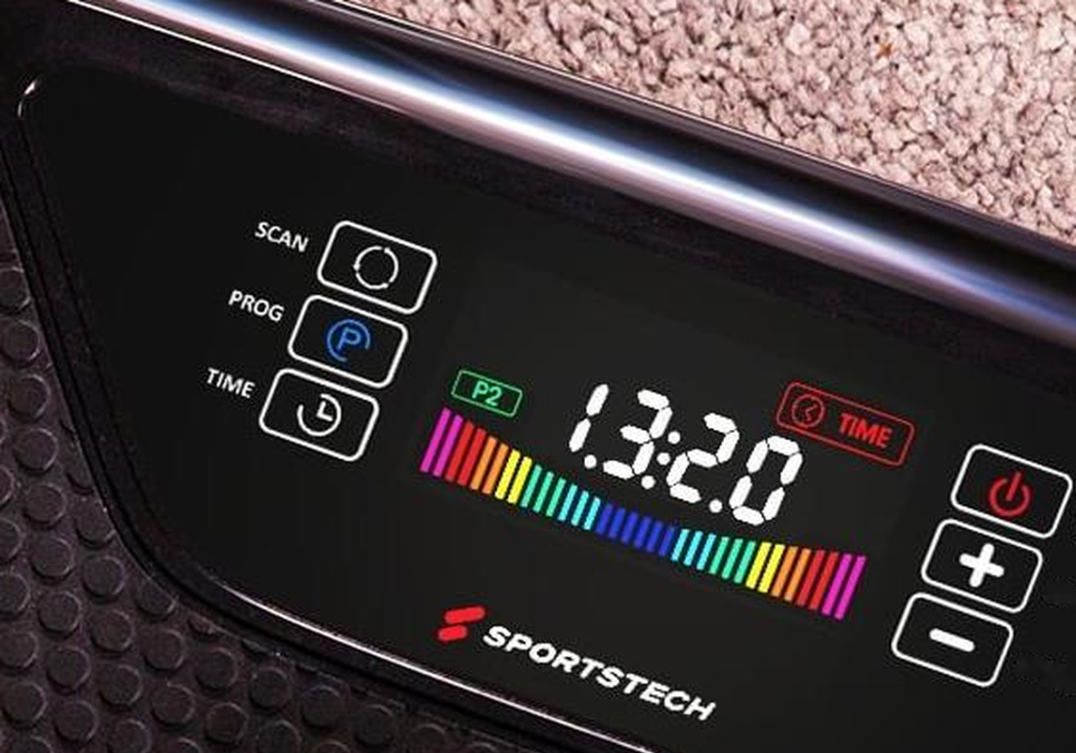 Nahaufnahme des farbigen LCD-Displays der VP275 mit Programm-, Zeit- und Plus/Minus-Tasten