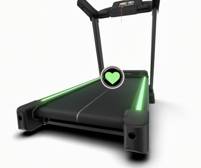 F37s Lauffläche mit grüner LED-Beleuchtung und Herzsymbol für Pulsfeedback