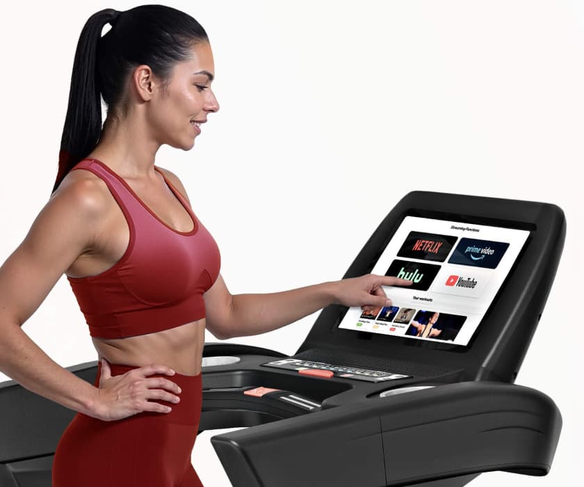 21,5 Zoll Touchscreen des F75 Laufbands mit Streaming-Apps
