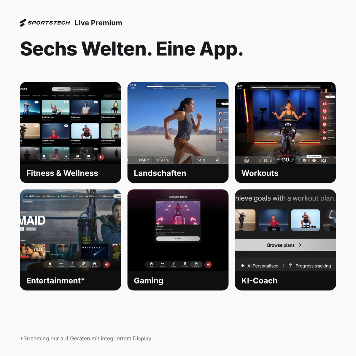 Sportstech Live App: Bereiche im Überblick
