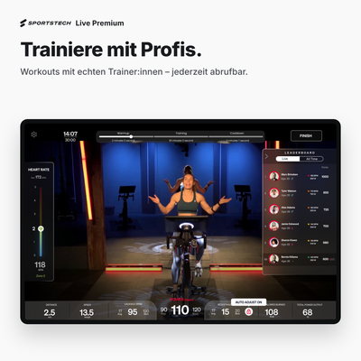 Sportstech Live Premium : entraînement avec une coach à l’écran