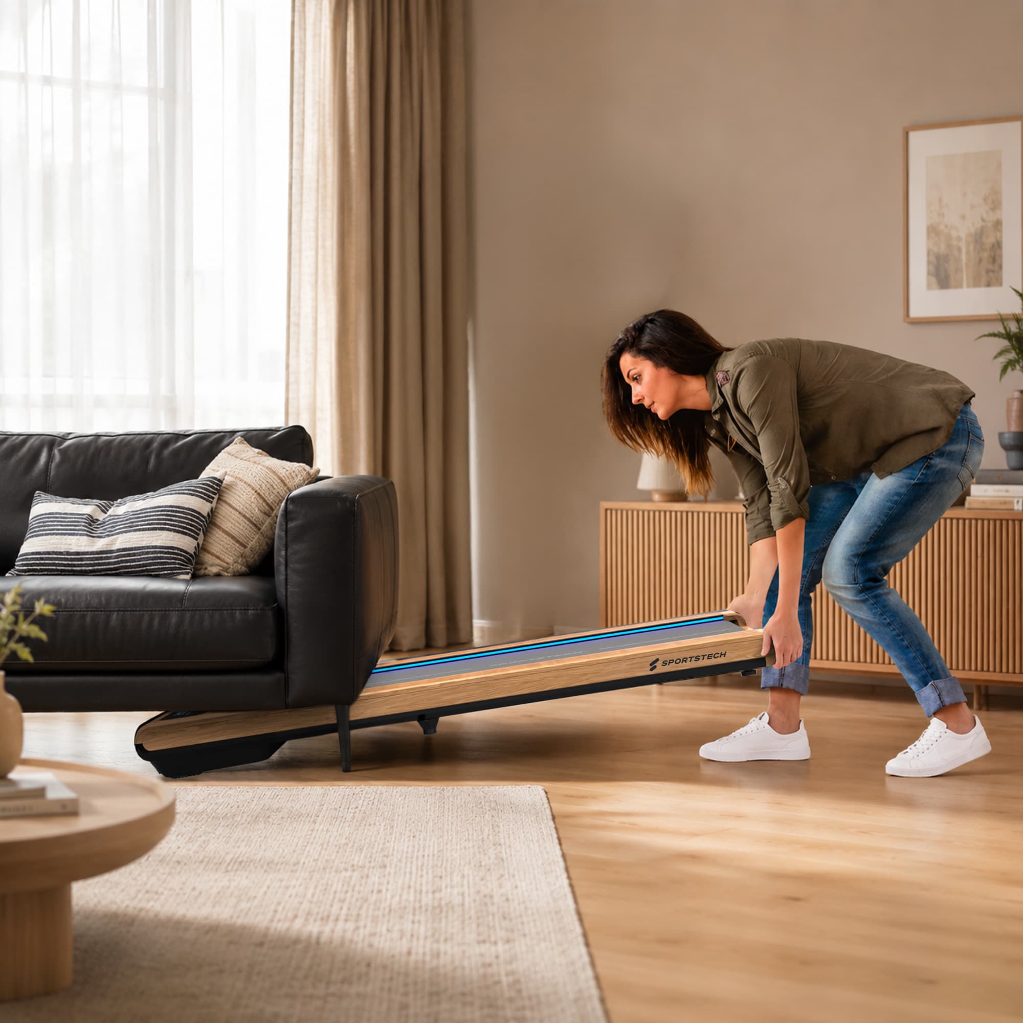 sWalk Laufband helle Holzoptik