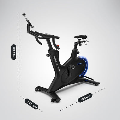 sBike Lite in Seitenansicht mit Maßangaben 153 cm Höhe, 155 cm Länge und 61,5 cm Breite
