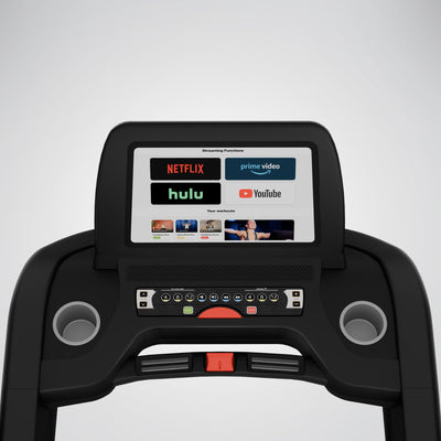 Display des F75 mit Streaming-Kacheln Netflix, Prime Video, Hulu und YouTube sowie Bedienelementen