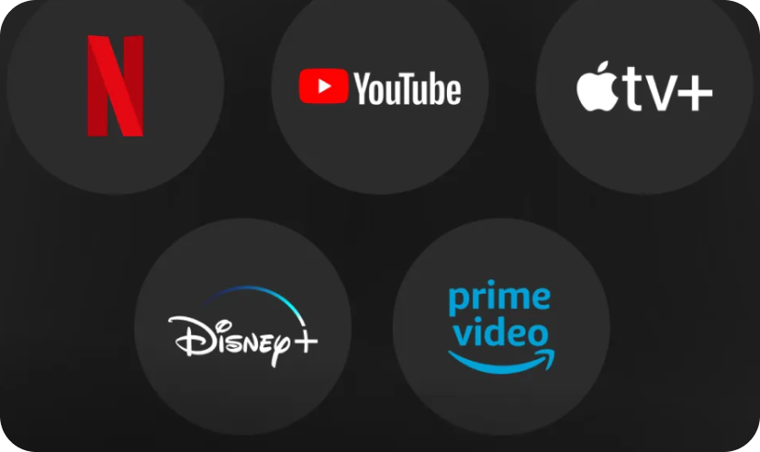 Streaming-Apps Netflix, YouTube, Apple TV+, Disney+ und Prime Video