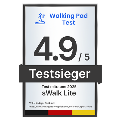 Walking Pad Test Testsieger (4.9 von 5), Testzeitraum 2025, Sportstech sWalk Lite
