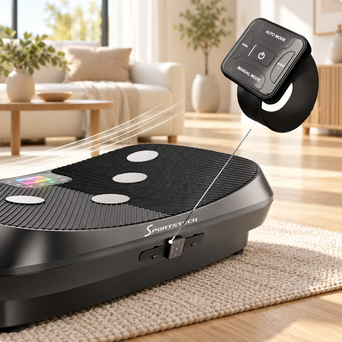 Watch Remote der VP400 mit Halterung an der Vibrationsplatte