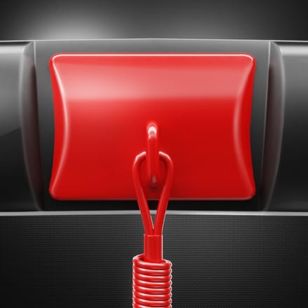 Rotes Deteil von dem Laufband F75 laufband-f75-rotes-detail