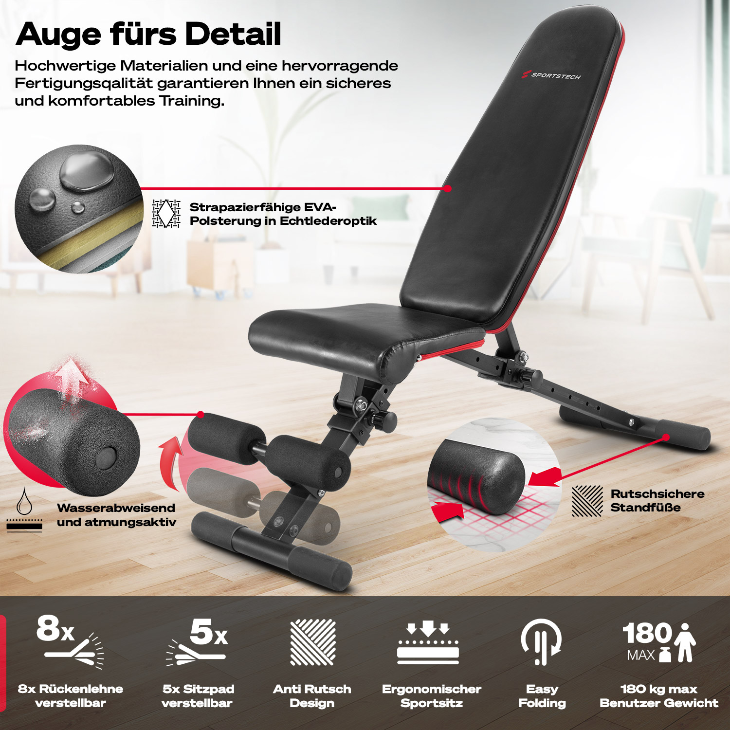 Gymstick Hantelbank 400 | Verstellbar Für Krafttraining | Kompatibel Mit 30mm & 50mm Scheiben